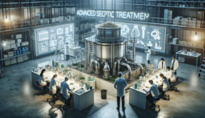 alt_text: University researchers showcase an advanced septic treatment system amid sustainable innovation.