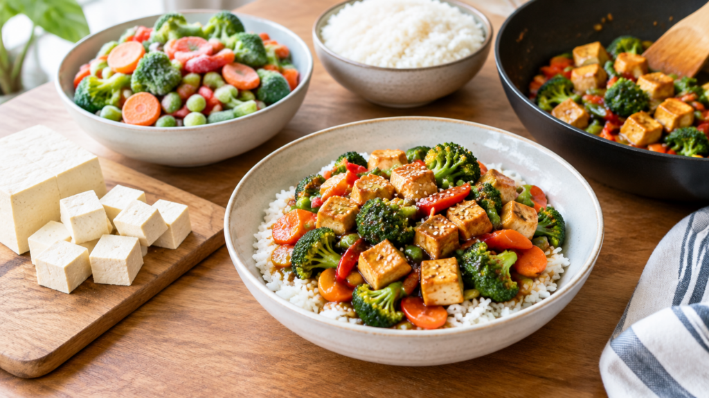 Budget Plant-Based Stir-Fry for Beginners: A Simple Formula Using Tofu, Frozen Veggies, and Rice