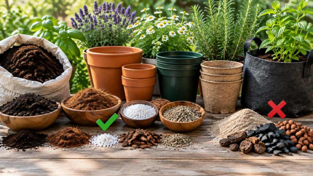 Soil, Pots, and Growing Media for a Medicinal Garden Kit: What to Use and What to Skip