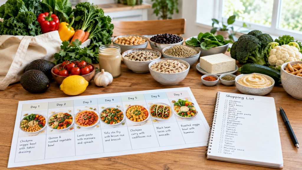 7-Day Beginner Plant-Based Dinner Plan With a Simple Shopping List